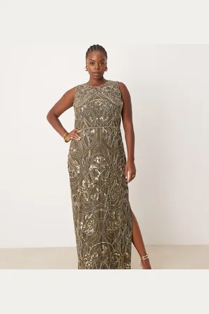 ASOS ASOS Design Curve nouveau embellished maxi dress in charcoal