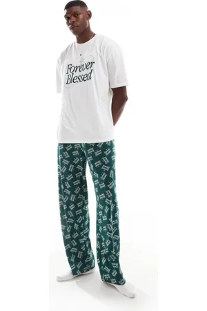 ASOS Pyjama set with Forever Blessed graphics in dark