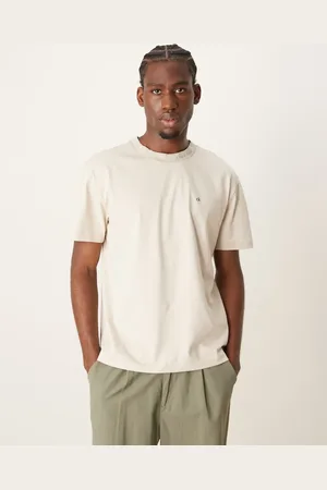 Calvin Klein Neck logo t-shirt in beige