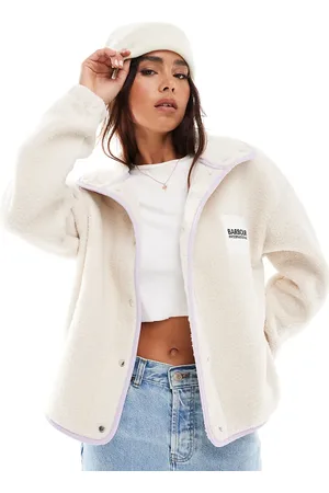 Barbour Borg fleece jacket in stone/lilac exclusive to asos in pebble/lilac