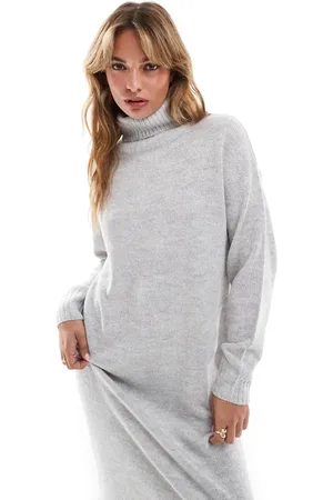 Threadbare Roll neck oversized maxi jumper dress in