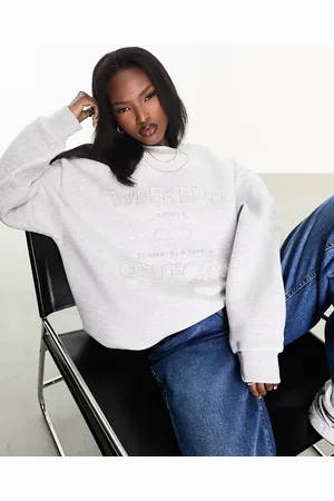 ASOS Weekend Collective distressed logo sweatshirt in marl