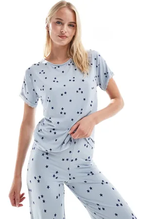 ASOS Mix & match super soft star print pyjama tee in with lace trim