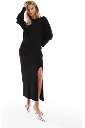 & OTHER STORIES Long sleeve knitted midaxi dress with side split in
