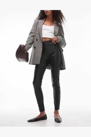 MANGO Elasticated waist slim fit faux leather legging in