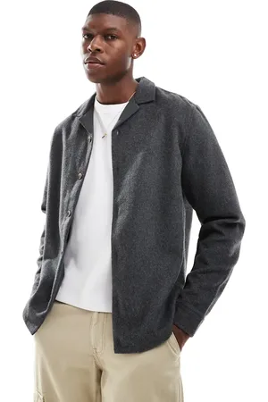 ASOS Wool look overshirt with revere collar in black