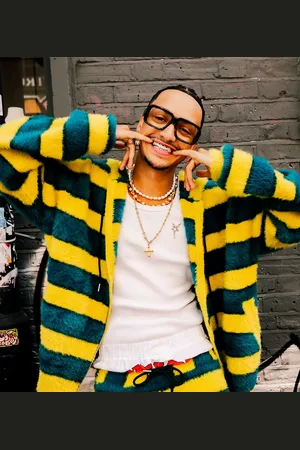Labelrail X OliBrom fluffy zip up hoodie in yellow and green stripe co-ord