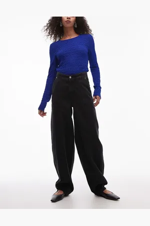 & OTHER STORIES Barrel leg jeans with front seam and corset wait seam detail in washed