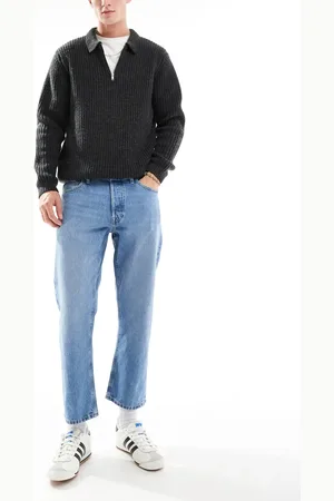 JACK & JONES Mark cropped straight jean in mid wash