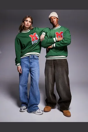ASOS Disney unisex oversized sweatshirt with tipping details and Mickey Mouse embroidery in