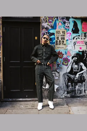 Labelrail X OliBrom seam detail raw edge denim jacket in washed co-ord