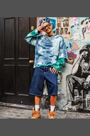 Labelrail X OliBrom baggy double layer t-shirt in contrast blue tie dye