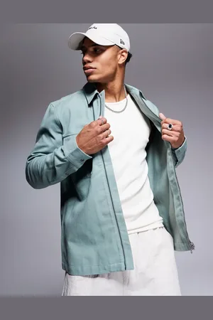 ASOS Twill zip through overshirt in sage