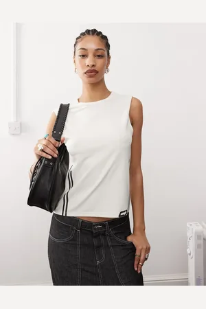 COLLUSION Sports printed vest top in ecru