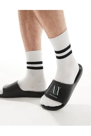 Armani Exchange Logo sliders in /white