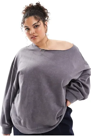 ASOS ASOS DESIGN Curve off shoulder sweatshirt in washed slate