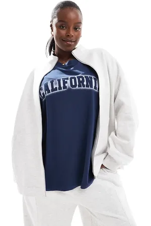ASOS ASOS DESIGN Curve high neck zip up sweat in ice marl