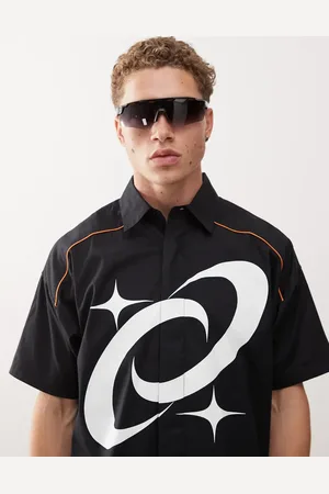 COLLUSION Skater boxy shirt with front graphic in black