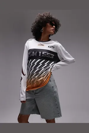 Résumé Resume oversized long sleeve sports t-shirt in white orange