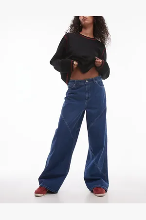 Résumé Resume wide leg boyfriend jeans in indigo denim with contrast stitch