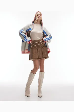 Résumé Resume pleated mini skirt in distressed denim with fraying