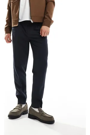 ASOS Smart tapered fit trousers with front pleat in charcoal