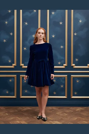 Sister Jane Velvet puffball mini dress in midnight