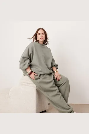 ASOS Curve oversized premium heavy weight jogger in olive