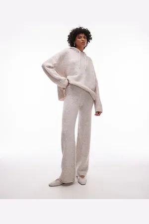 Topshop Fluffy trouser co-ord in oat