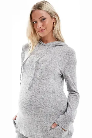 Mama;licious Mamalicious Maternity hooded jersey top co-ord in light melange