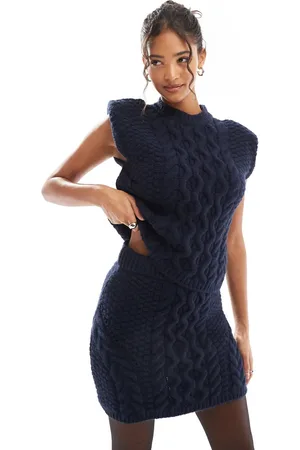 ASOS Knitted shoulder pad tank top in cable co ord in