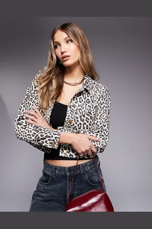 River Island Denim jacket in leopard print
