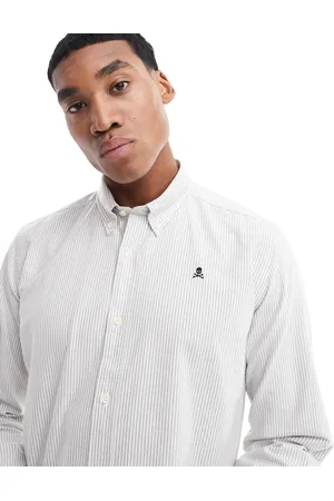 SCALPERS New Oxford Shirt In Taupe Stripes