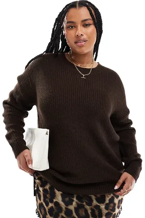 Yours Drop shoulder jumper in chocolate