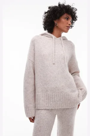 Topshop Fluffy hoody co-ord in oat