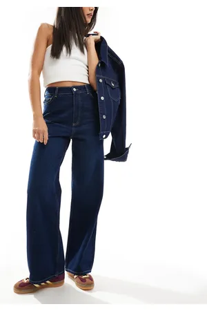 New Look Adalae high waisted wide leg jeans in dark