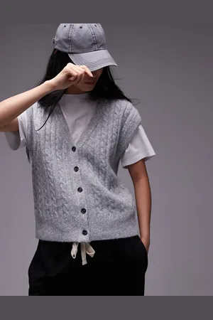 Topshop Knitted cable waistcoat in