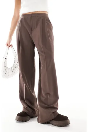 Pull&Bear Pleated wide leg tailored trouser in