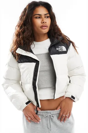 The North Face Retro Nuptse short puffer jacket in off