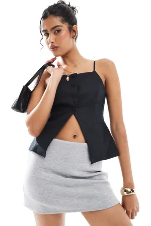 Bershka High neck tailored waistcoat in