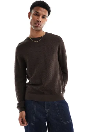 Threadbare Crew neck knitted jumper in chcolate