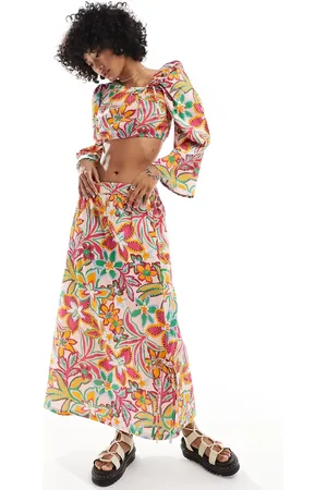Native Youth Draw cord floral print midaxi skirt co-ord in