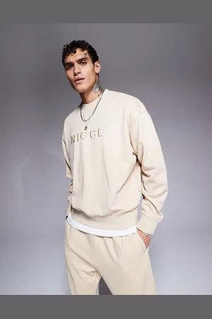 Nicce London Co-ord logo washed crew neck sweat in beige