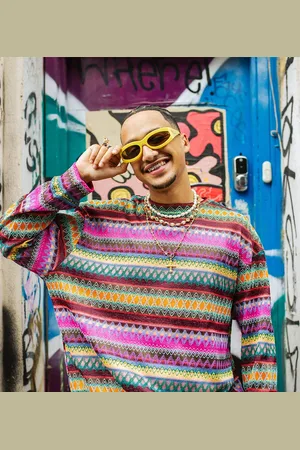 Labelrail X OliBrom fairisle textured knit jumper in stripe