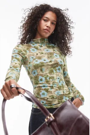 & OTHER STORIES Stretch mesh long sleeve top blurred floral print