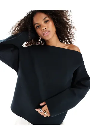 ASOS Scuba slash neck long sleeve sweat in