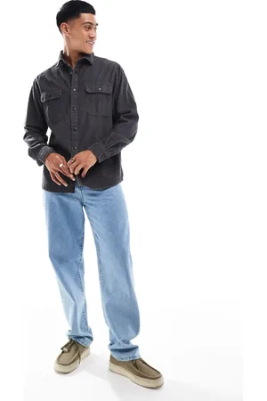 ASOS Cord overshirt with poppers in slate