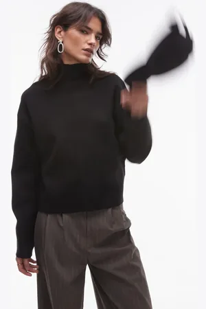 & OTHER STORIES Compact knit high neck sweater with sculpted sleeves in