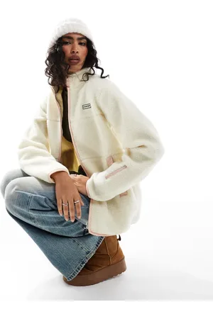 Hunter Milan sherpa jacket with contrast lining in beige