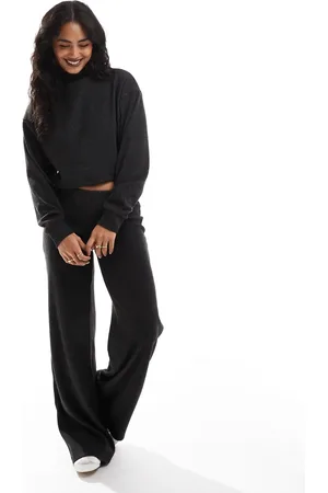 Bershka Soft touch high neck top co-ord in dark